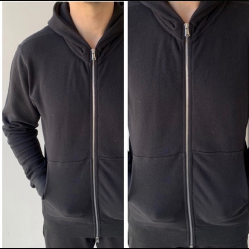 NWT Mens Terry Cloth Black Zip Up Sweatshirt - Picture 1 of 3